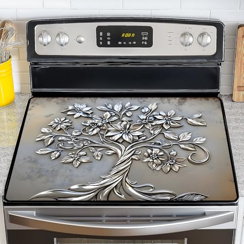 Image of Stove Top Cover for Electric Stove,Glass Stove Top Cover, Heat Resistant Glass Cooktop Cover, Stovetop Protector, Kitchen Decor, Dish Drying Mats Cover for Ceramic Washer Top 28.5x20.5 inch