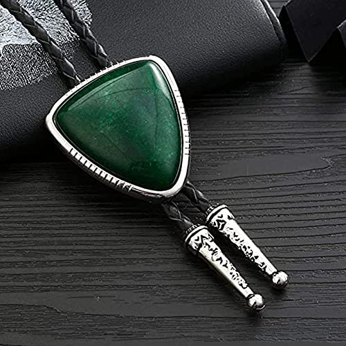 Starbrilliant Vintage Triangle Stone Bolo Men|Women Tie With Silver Bolo Necktie Head, White Vintage Cracked Stone (Triangle-06, One Size) #TOP3