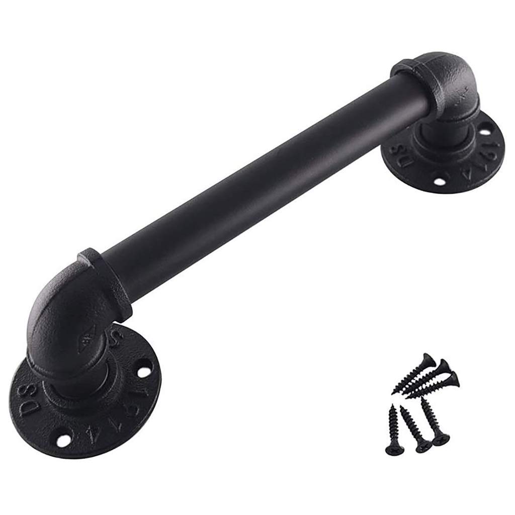 LWJSOCP Black Metal Wrought Iron Stairs Railing for Disabled Elderly Kids 8ft/240cm