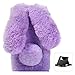 ShinyZone Custodia iPhone 12 Mini 5.4 Pollici,Cover Coniglio Orecchio Peluche Carine Inverno Caldo Peloso Palla Pelliccia Morbida Cover Silicone Protettiva Cover con Strass,Viola