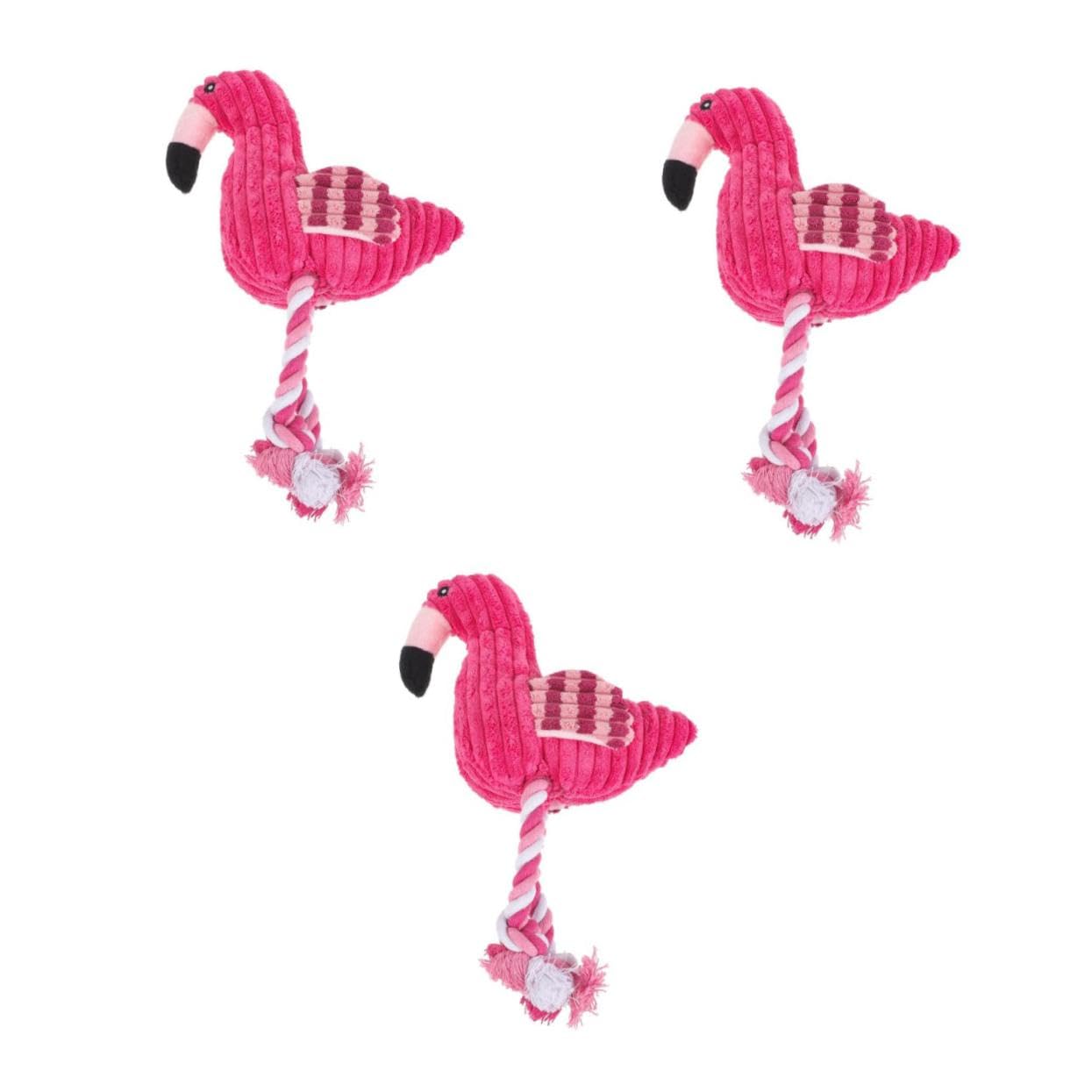 COLLBATH 3-teiliges Plüsch-Flamingo-Spielzeug Mit Quietschseil Robustes Hunde- Und Katzenspielzeug Ohne Füllung Interaktives Haustierspielzeug Für Das Spielen Im Innenbereich