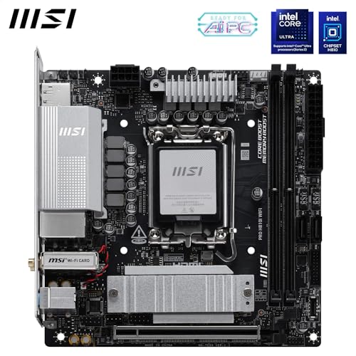 Image of MSI PRO H810I WiFi Motherboard, ITX - Supports Intel Core Ultra Processors (Series 2), LGA 1851 - DDR5 Memory Boost (6400 MT /s MAX), PCIe 5.0 x16, M.2 Gen4, 2.5G LAN