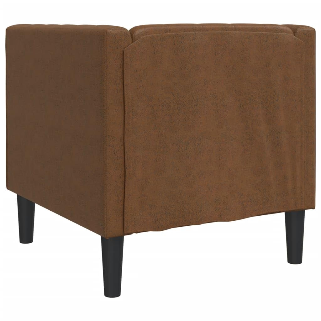 Fauteuil Chesterfield marron en cuir synthétique aspect daim avec pieds stables, rembourrage confortable, boutonnière classique, idéal pour le salon, le salon ou la chambre d'amis
