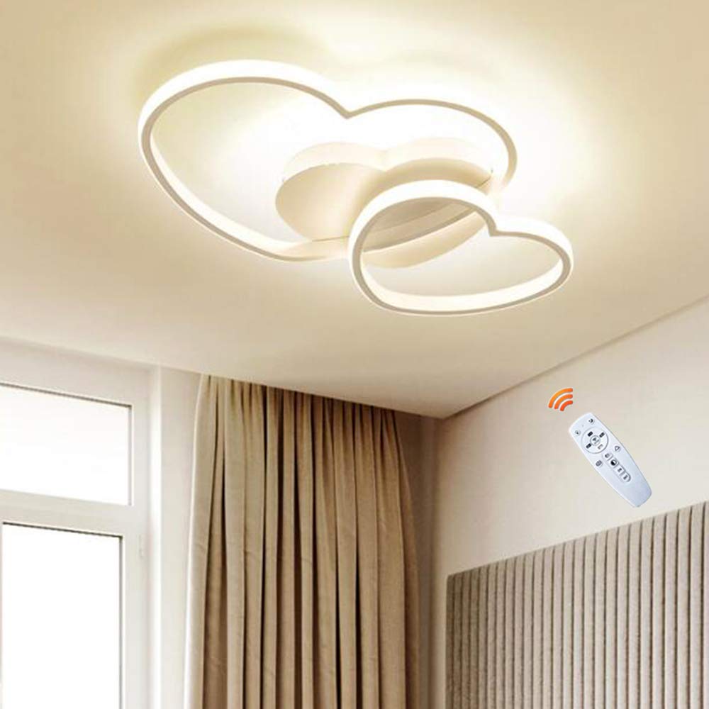 LED Ceiling Light Bedroom Lamp White Dimmable Heart Shaped Design Modern Love Ceiling Lamp Metal Acrylic Ceiling Light Creative Chandelier Kitchen Dining Room Living Room Children's Room Lamp,65cm