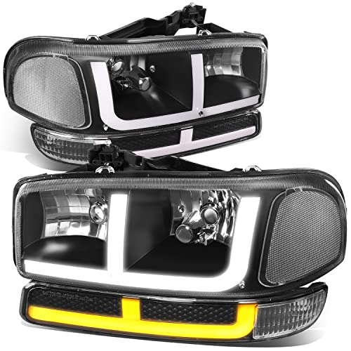 DNA MOTORING HL-LB4-SIERRA99-BK-CL1 Pair of Black Housing Clear Reflector Headlights Compatible with 99-06 Sierra 1500/01-06 Sierra 1500 HD, NOT Fit Denali / C3 Trims