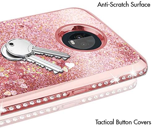 Silverback Moto Z3 Case,Moto Z3 Play Case, Moving Liquid Holographic Sparkle Glitter Case with Kickstand, Bling Diamond Rhinestone Bumper with Ring Stand Slim Protective Motorola Z Play (3D Gen) -RD