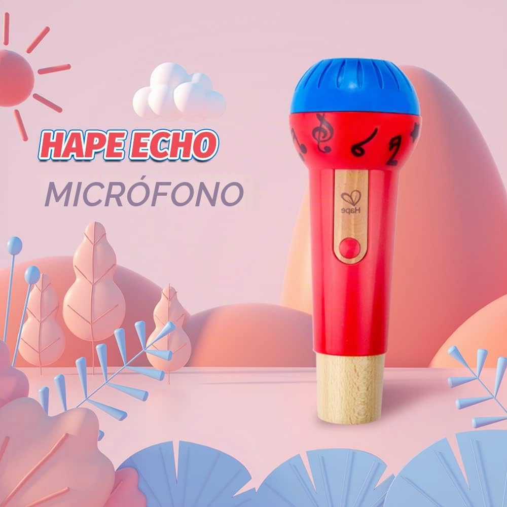 Hape Micrófono Eco Prodigioso, Micrófono de Juguete con Amplificador de Voz Sin Pilas para Niños y Niñas a Partir de 1 Año (el embalaje puede variar)