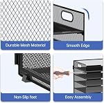 7-Tier Organisateur de fichiers papier pour bureau, organisateur de fichiers Mesh Desk avec poignée, classeur de fichiers papiers pour bureau Home School (Noir)