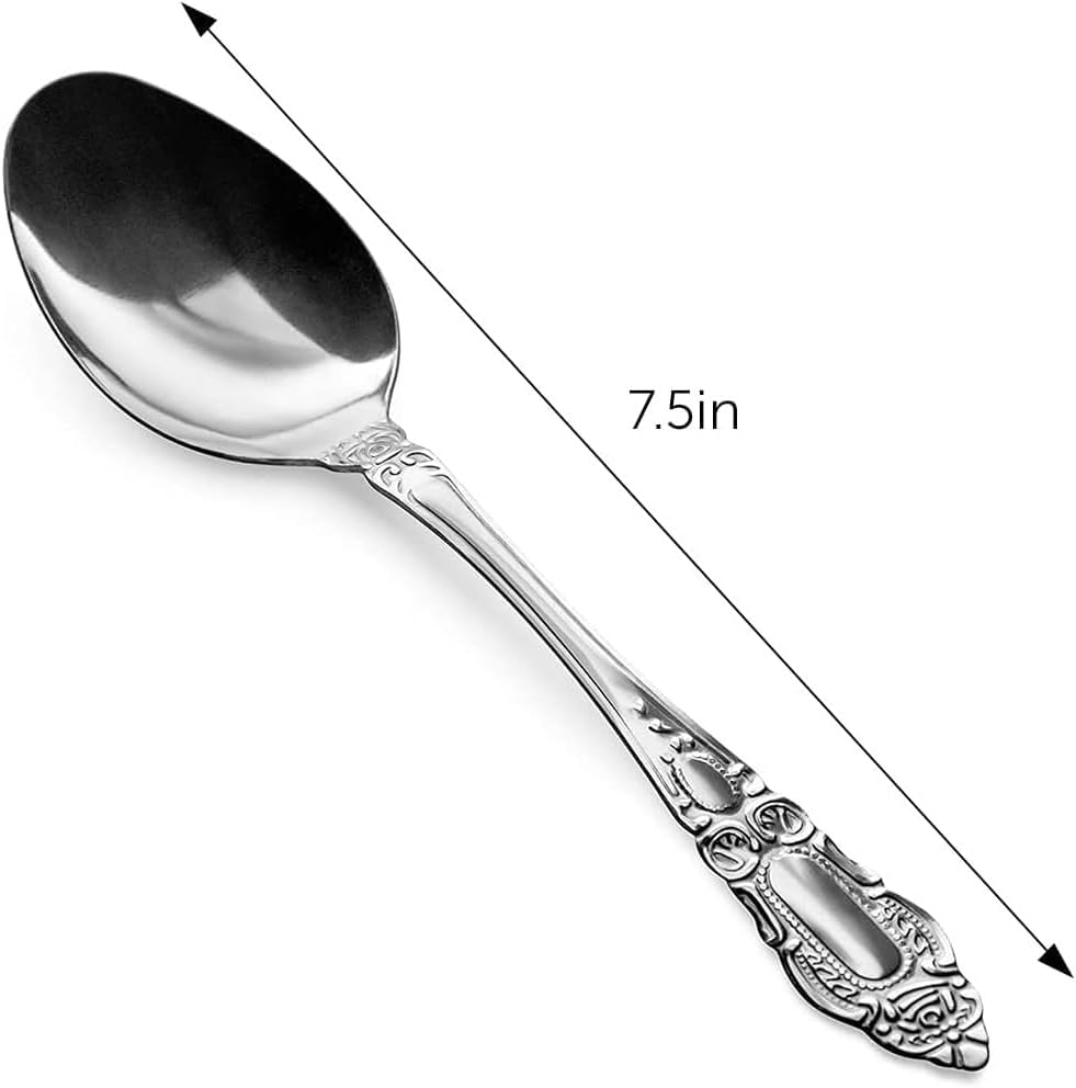 DecorRack 36 Piece Stainless Steel Dinner Spoons, 7.5 in, Dishwasher Safe