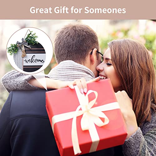Baihui Welcome Sign For Front Door 12'' Wood Farmhouse Wreath Porch Decor Outdoor Welcome Signs Outside Door Hanging Decorations (Welcome Sign) #TOP6
