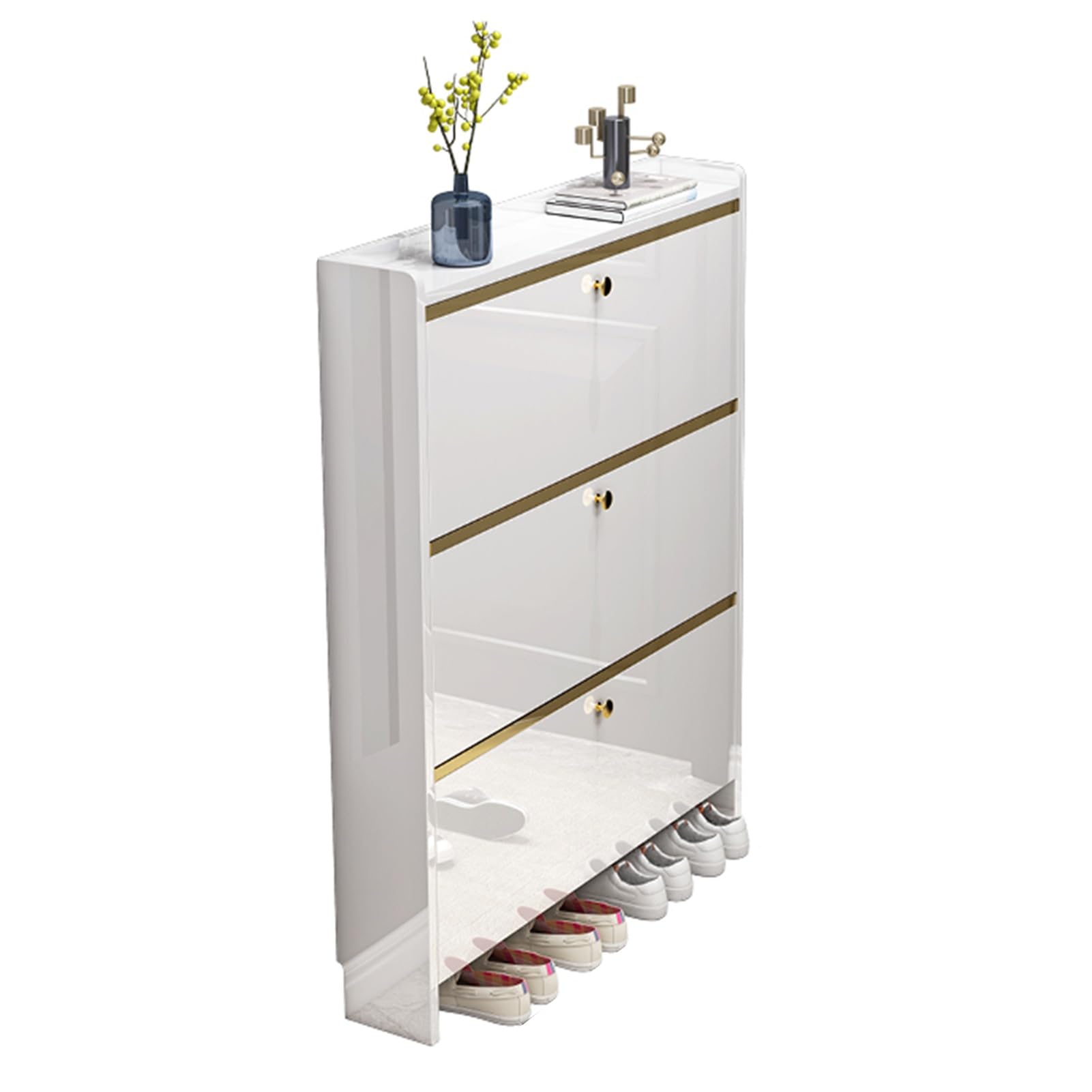 Zapatero delgado oculto mueble estrecho recibidor blanco 60 cm