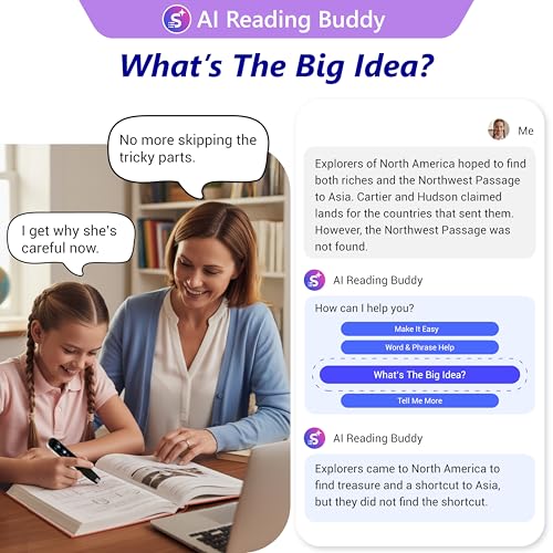 Image of WorldPenScan AI Reader - Reading Pen with AI Reading Companion, Built-in Dictionary, Text-to-Speech, Translation & Reading Support for Kids | English, Spanish & Chinese