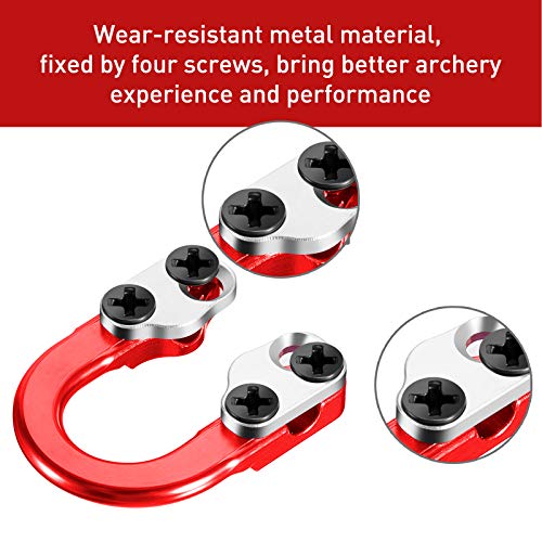 2 Sets Archery D Loop Compound Bow Metal U Nock D Ring Buckle Release Nocking Loop with Screwdrivers for Hunting Installation Accessories (Red) (Red)