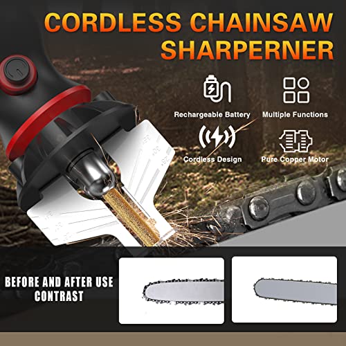 PRETEC Chainsaw Sharpener Cordless, Electric Handheld Chainsaw