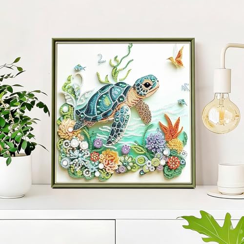 EGUARTE Sea Turtle Animal Diamond Pearl Painting Kit for Adults,5D Special Shape Diamond Art Kits for Beginner,DIY Diamond Crystal Rhinestones Painting Kits for Home Wall Decor Gift 11.8 X 11.8inch by EGUARTE - Image 6