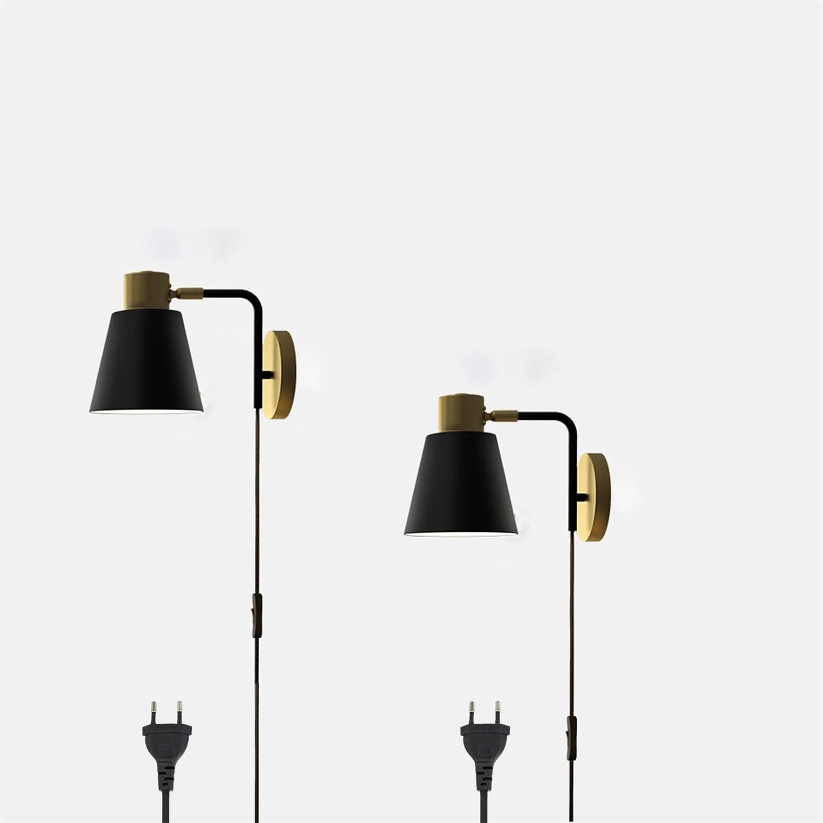 Apliques de pared metal cabecera E27 lámpara de pared ajustable interior iluminación de noche negra 8