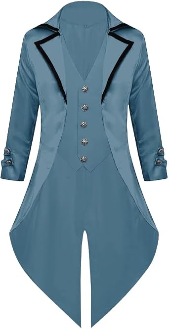 Mens Steampunk Jacket Formal Tailcoat Pirate Vampire Costume Gothic Victorian Halloween Tuxedo Coats