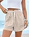 BTFBM Casual Striped Shorts for Women 2026 Spring Summer Elastic Waist Y2K Lounge Pajama Vacation Beach PJ Bottoms Clothes(Khaki, Medium)