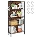 Produktbild VASAGLE Bücherregal, Büroregal, Küchenregal, Standregal mit 5 Ablagen, 4 S-Haken, 30 x 74 x 154 cm, für Büro, Wohnzimmer, Arbeitszimmer, vintagebraun-tintenschwarz LBC023B01