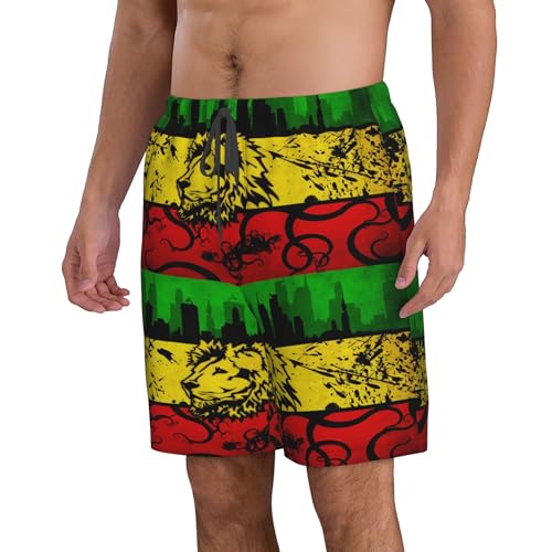 AOOEDM Short de Plage pour Hommes Drapeau de la Jamaïque avec Poches Short de Bain d'été Maillots de Bain – vue 2
