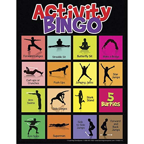 Learning ZoneXpress Physical Activity Bingo Game, 8-1/2 x 11 Inches, Set of 30
