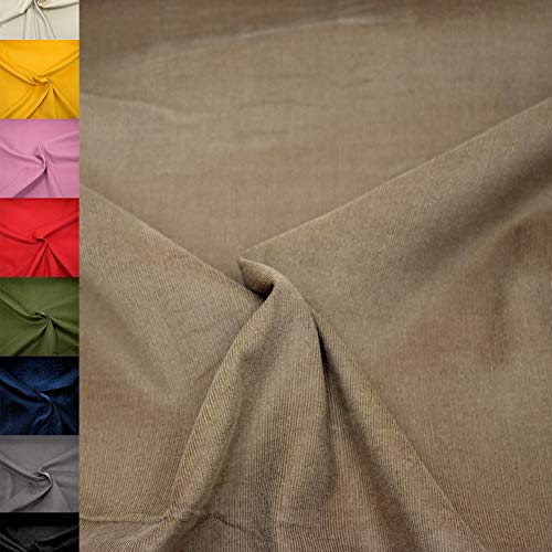 MAGAM-Stoffe Lasse Babycord Feincord Stoff Uni 100% Baumwolle Meterware 50cm (12. REH-Braun)