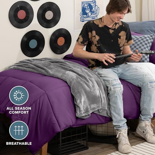 Image of Bare Home Comforter Set - Twin /Twin Extra Long - Goose Down Alternative - Ultra-Soft - Premium 1800 Series - All Season Warmth (Twin /Twin XL, Plum)