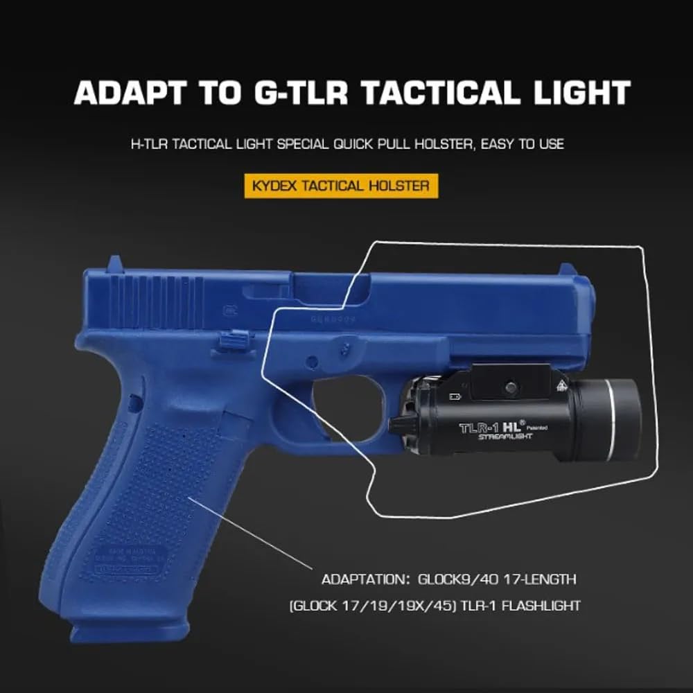 K.ydex Holster Tactique Léger pour G 17/19/19X/45 avec TLR-1 Flashlight Pistol Holster Quick Release QLS Kit Airsoft Gear