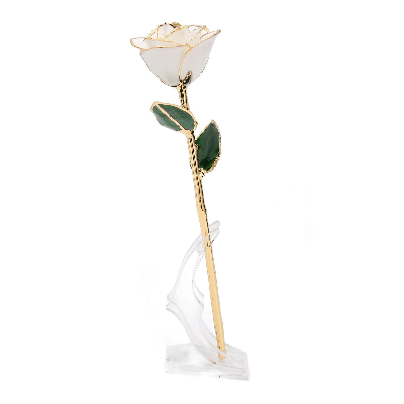 Cyrank Oro rosa 24 carati, vera rosa immersa in oro con supporto, 1 pezzo, stile classico, varietà dorata, rosa artificiale placcata oro, perfetto per San Valentino