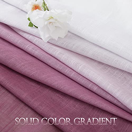 PONY DANCE Living Room Voile Curtains Linen Look Set of 2 H 260 x W 140 cm Colour Gradient Curtains with Eyelets for Sunlight Filters and Living Room Decorative Curtain Semi-Transparent - Image 4