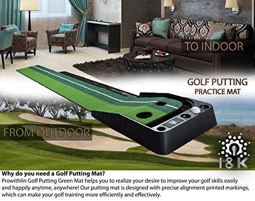 I&K Pro Indoor Golf Putting Green-Mini Putting For Indoor Use - Golf Accessories For Men, Golf Gifts For Men, Green Indoor Games Outdoor – Golf Mat With 1 Bonus Ball&Professional Box 8.2 X 1.28 Feet #TOP3