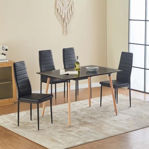 Miniatura 2 de Buybyroom Sillas De Comedor Juego De 4 Sillas De Metal Para Cocina, Silla De Mesa Comoda Silla Con Asiento Tapizado, Negro