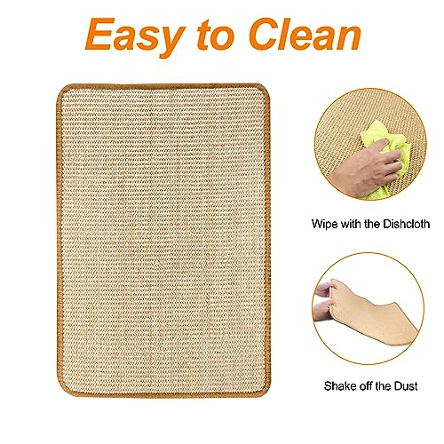 Frevoitna Kratzteppich Katze, Kratzmatte Katze Wand 60x40cm Sisal Teppich Katzen Natürliche Sisalmatte Rutschfest, Katzenkratzmatte zum Schleifen Krallen, Sisal Kratzteppich für Schützt Teppiche Sofas - 3