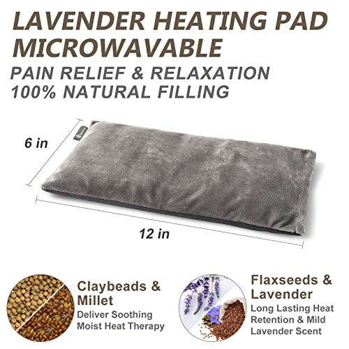 Relaxcoo Heating Pad Microwavable With Washable Cover 6 * 12" Microwave Moist Heat Pad For Neck Shoulder, Cramps, Back Pain Relief, Warm Compress Rice Bean Bag Hot Pack For Muscles, Joints, Lavender #TOP1