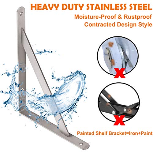 CLT Shelf Bracket 16” x 12" Max Load: 550 lb Heavy Duty Stainless Steel Solid Shelf Support Corner Brace Joint Right Angle, Space Saving DIY Bracket Pack of 2 by CLT CLETING - Used condition - Image 3