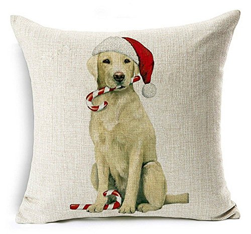Top 10 Best Christmas Dog Pillow in 2022 9 LYNZYM Cotton Linen Sofa Pillowcover Decorative Cushion Cover 18