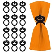 MWOOT 12 Stück Halloween Serviettenringe, Kürbis Serviettenringe Holz für Halloween Thanksgiving Urlaub Abendessen Party Bankett Tischdekoration, Handgefertigte Napkin Ring Dekoration Zubehör
