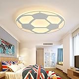 LITFAD Soccer-Patterned Dimmable LED Ceiling Light Fixture in White for Boys Bedroom,Kids Room,Children Bedroom