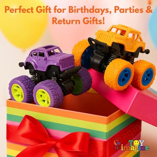 Image of Toy Imagine 360 Stunt Friction Monster Truck Pack of 8 | Push & Go Mini Toy Cars for Kids 3-7 Years | Durable Non-Toxic Build, Strong Grip Tires | Fun Learning Gift for Boys
