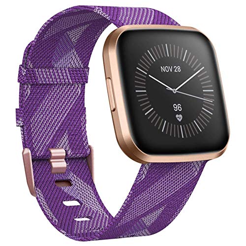 CAVN Woven Bands Compatible with Fitbit Versa 2 / Versa / Versa Lite, Fabric Bands for Women Men Breathable Replacement Strap Bracelet Wristband Band (Small (5.5