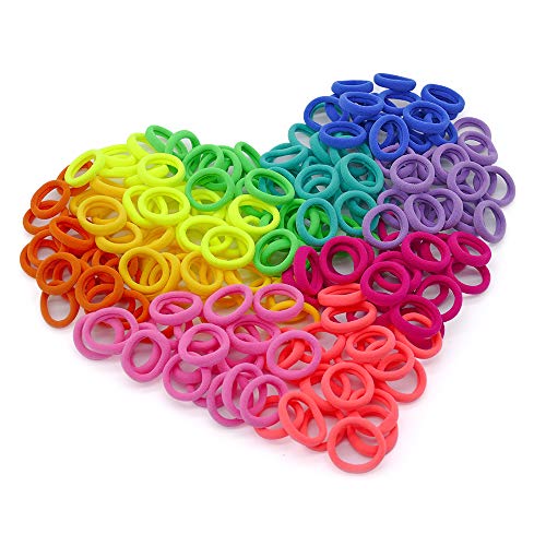 200 Stück Bunte Haargummis Klein für Mädchen - Elastische Baby Haargummi, Dünne Zopfgummis für Kinder, Soft Mini Haargummis
