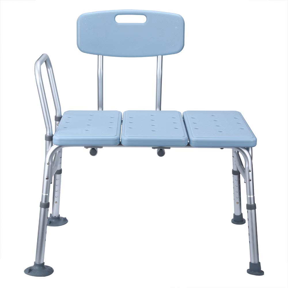 Winado Banco de transferencia para bañera con respaldo y reposabrazos, soporta hasta 330 libras, silla de baño de aleación de aluminio, color azul