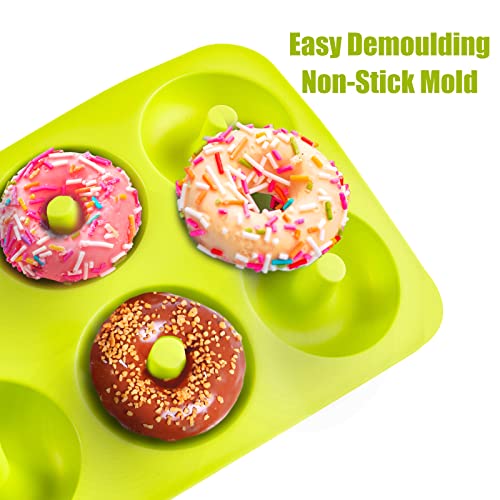 Silicone Donut Moulds,3 Pack Silicon Doughnut Mould,Large Non-Stick 6 Cavity Molds Doughnut Tray Donut Pan,Bagel Baking Tin,Muffin Cupcake Biscuit Doughnut Maker,Bakeware,Baker Tool-Blue,Red,Green - Image 4