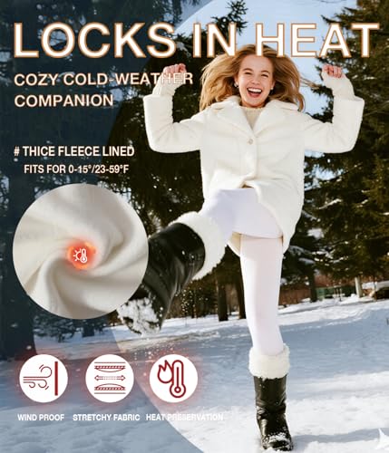 Image of MERYLURE Winter Warm Fleece Lined Tights for Women, Opaque Thermal Pantyhose, High Waisted Control Top Leggings