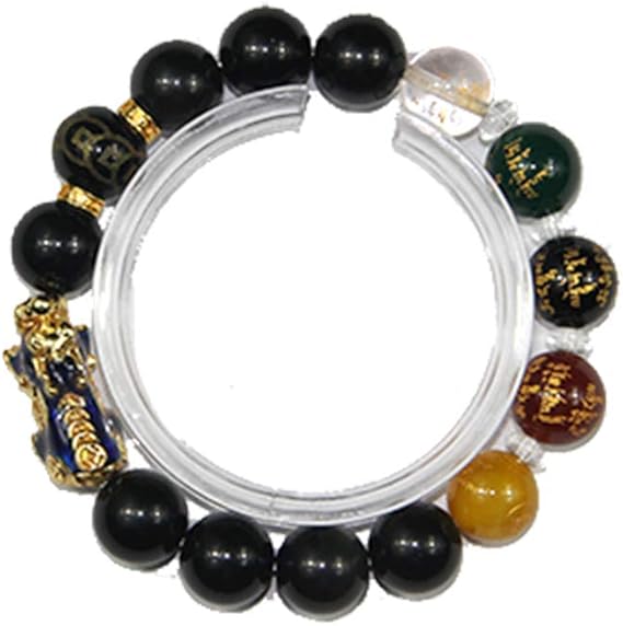 CaOJing Feng Shui zwarte obsidiaan rijkum armband, vijf