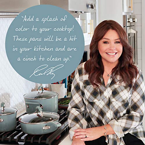 Rachael Ray Brights Nonstick Cookware Pots and Pans Set with LocknLock Containers, 19 Piece, Sky Blue 7 Gallery Image