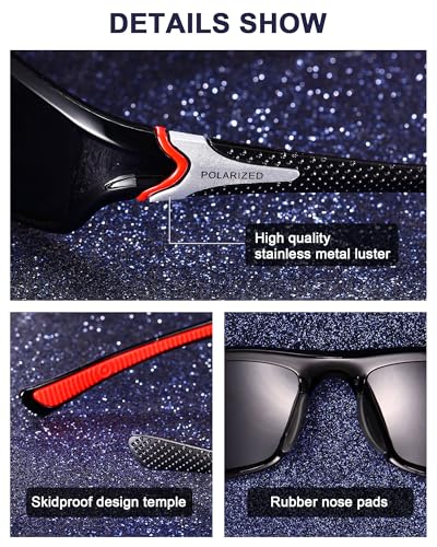 TOODOO 3 Pairs Sport Polarized Sunglasses for Cycling Driving Fishing TAC Lens Sunglasses for Men Women Youth Baseball Running Golf Motorcycle2