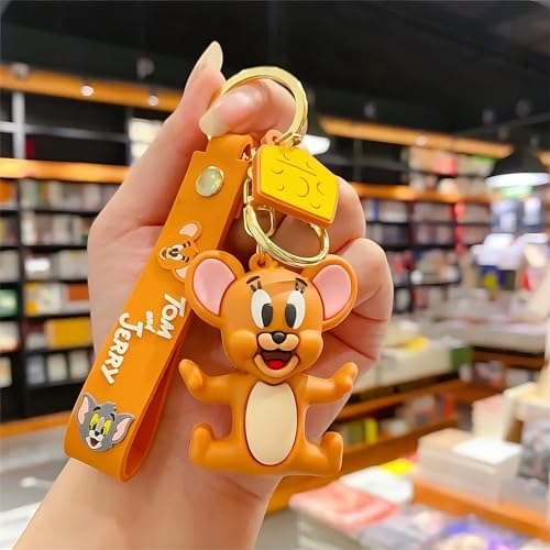 Image of Cute Cartoon Character Silicone 3D Key Chain with Strap Charm & Metal Hook, Merchandise Key Rings Gift for Kids Girls Boys Men & Women