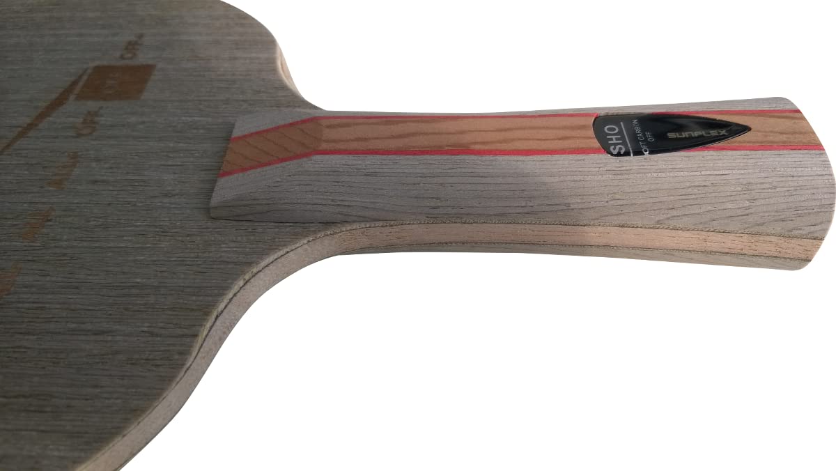 Sunflex SHO Soft Carbon Off Tischtennis-Holz | professionelles Offensiv Holz | 7 Furniere mit Carbon | gefühlvoll und schnell | Verschiedene Griffe