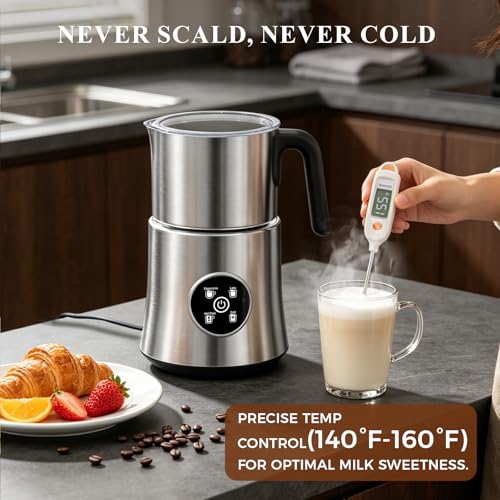 Image of Milk Frother and Steamer, Electric Frother 900ML | All-in-1 Automatic Hot and Cold Foam Maker